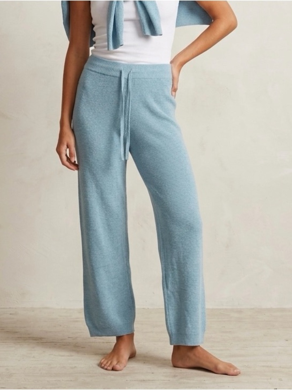 Free People Beach Turquoise Open Weave Wide Leg Pants